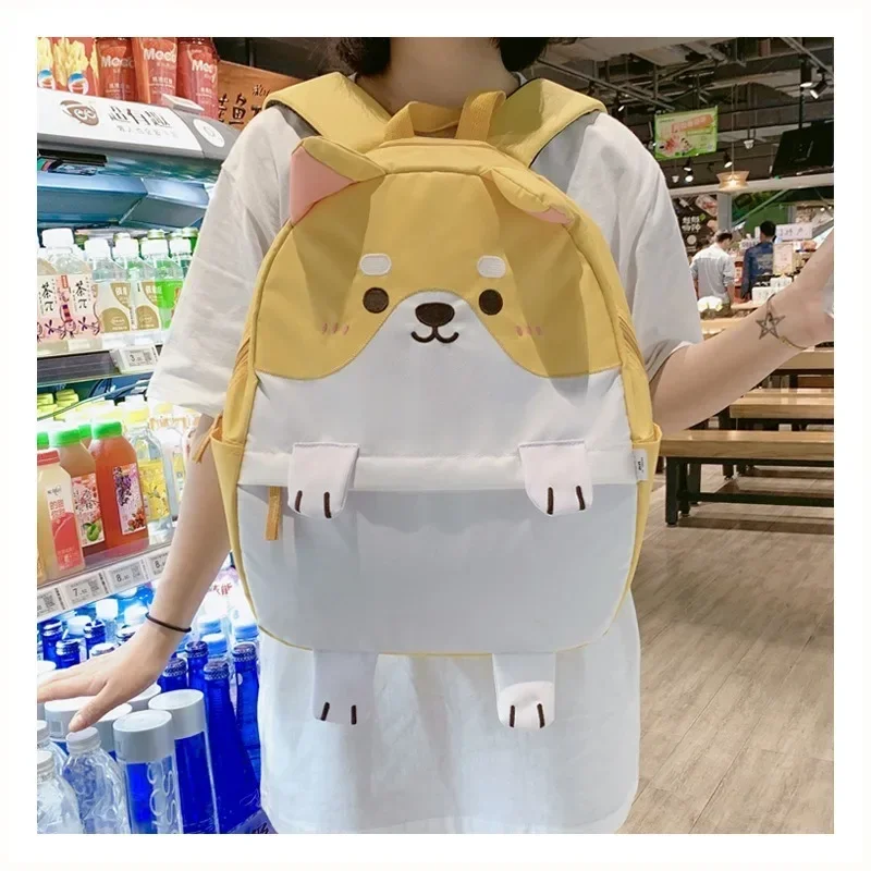 Shiba Inu Corgi Husky Dog Canvas Cute Cartoon Printing Backpack Fashion Women Shoulder Pack Student School Bag Laptop Knapsack