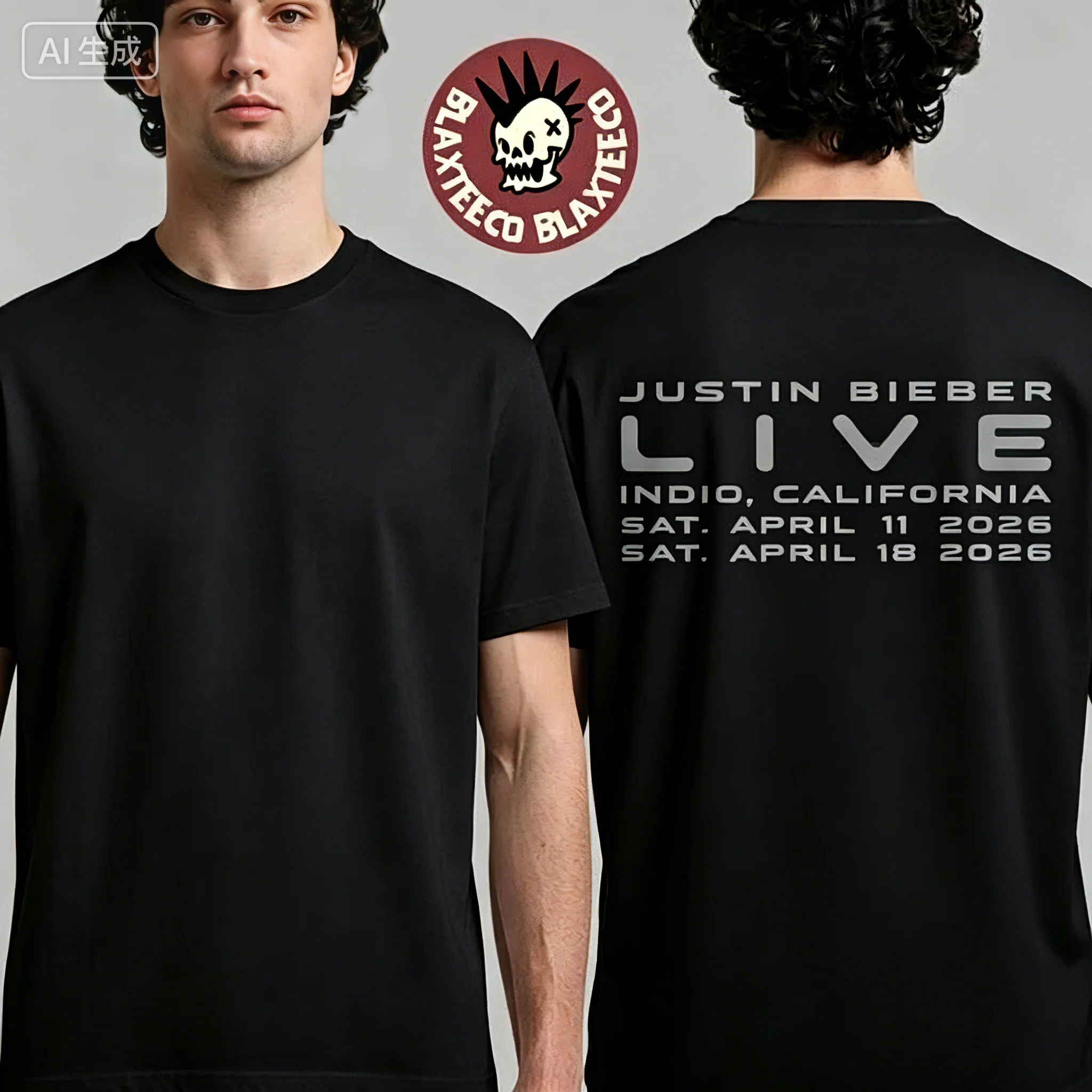 JB Coachella 2026 Merch Live in Indio California on April 2026 Men's Summer Cotton T-Shirt Comfortable High-Quality Ins Y2K