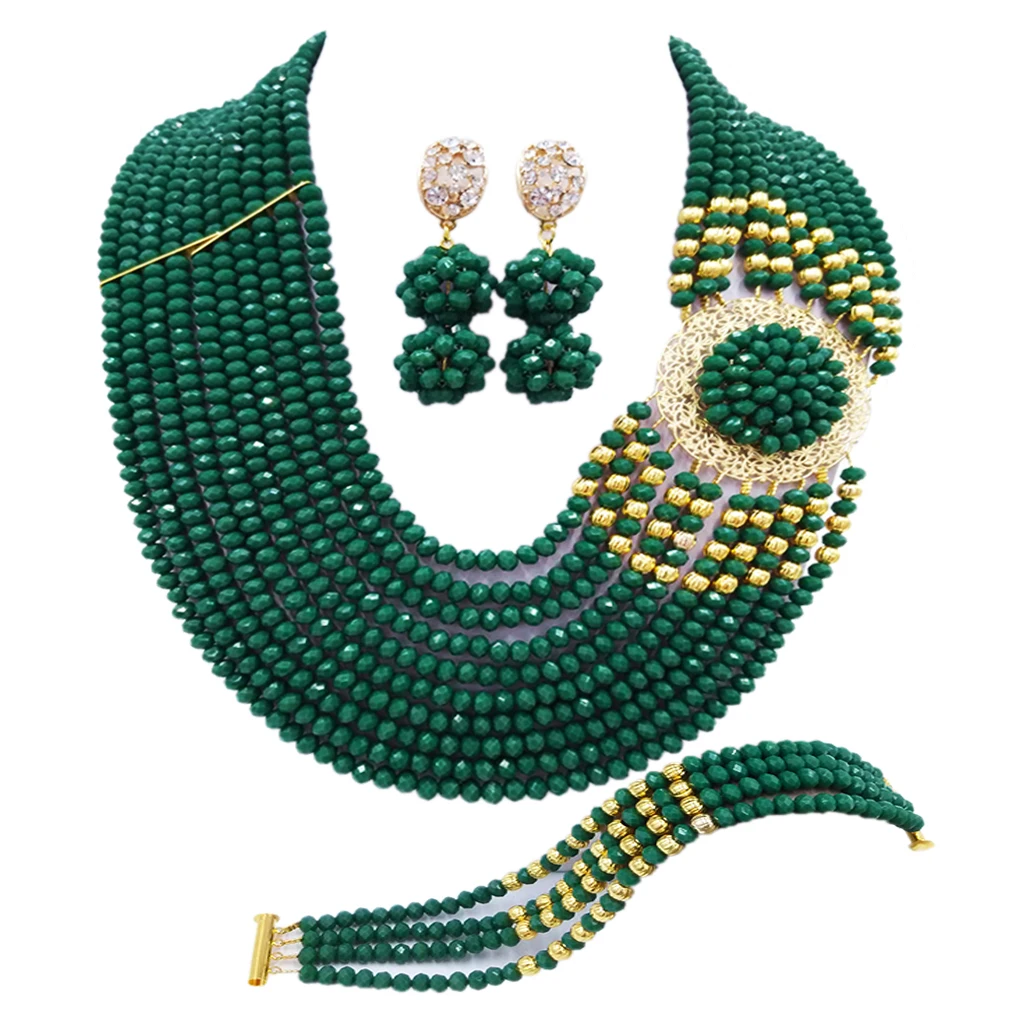 Africa Nigeria Wedding jewelry collection Crystal bead necklace fashion