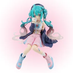 New Hatsune Miku Anime figure Pink sakura sitting position  PVC Action figure model toy decoration collect gifts