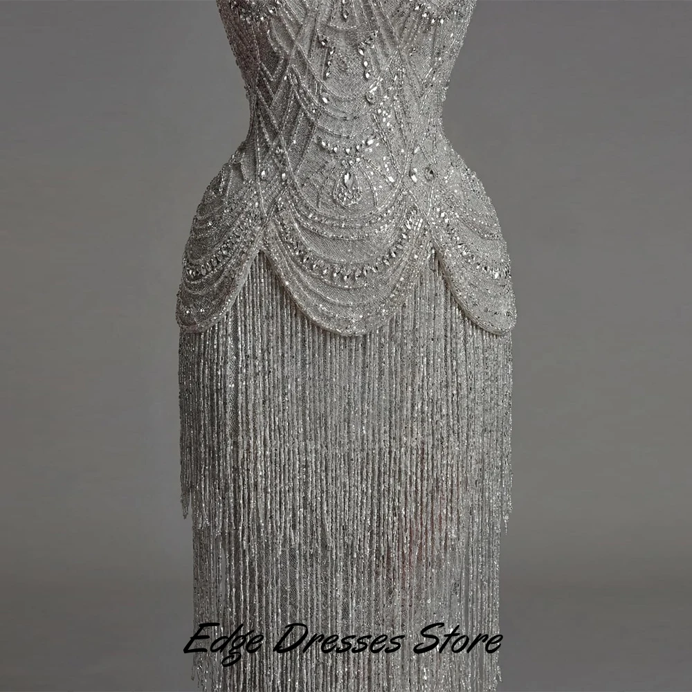Temperament Mermaid Jersey Evening Dress Luxury Tassel Beading Customized Robe de soirée High Quality Crystal Celebrity Gowns