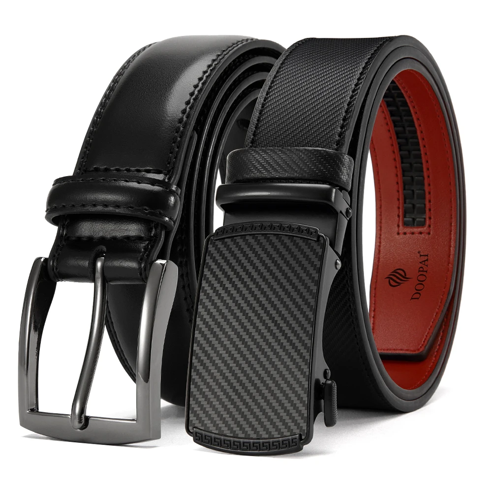 

Men's Leather Belt, Genuine Leather, Metal Buckle, Branded Belt, Men's High-quality Buckle Business, Black Cowhide Business