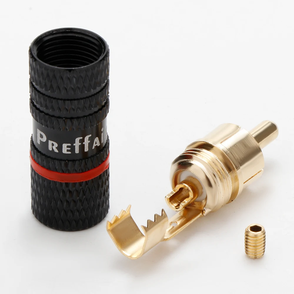 Preffair r1708 rca conector de áudio hifi banhado a ouro tipo soldado rca conectores macho adaptador de áudio para cabo amplificador diy