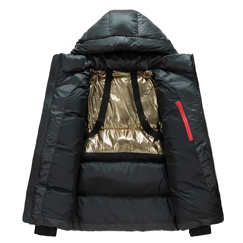 New Black Gold Down Jacket Male Short Bright Face Thickened Winter Wild Trend Couple Clothes White Duck Down Male Jacket