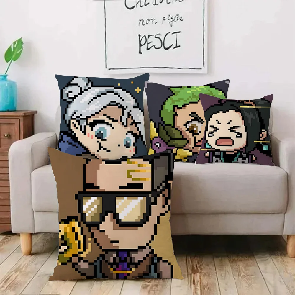 VALORANT Pixel Characters Pillow Covers Cartoon Sofa Decorative Home Double-sided Printing Short Plush Cute Cushion Cover