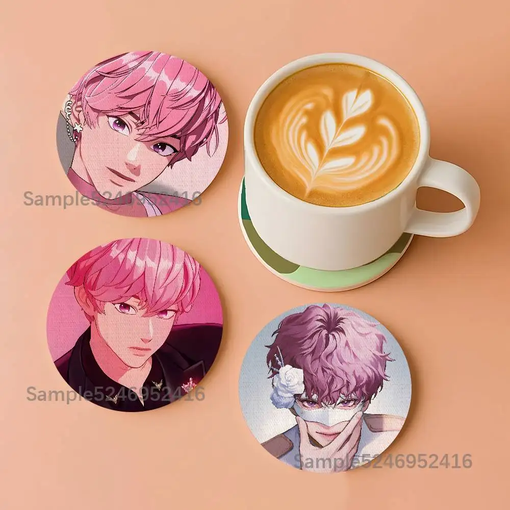 

P-PLAVE Bamby Pattern Art Coasters Round Wooden Heat Resistant Non-Slip Home Decor Gift Multifunctional