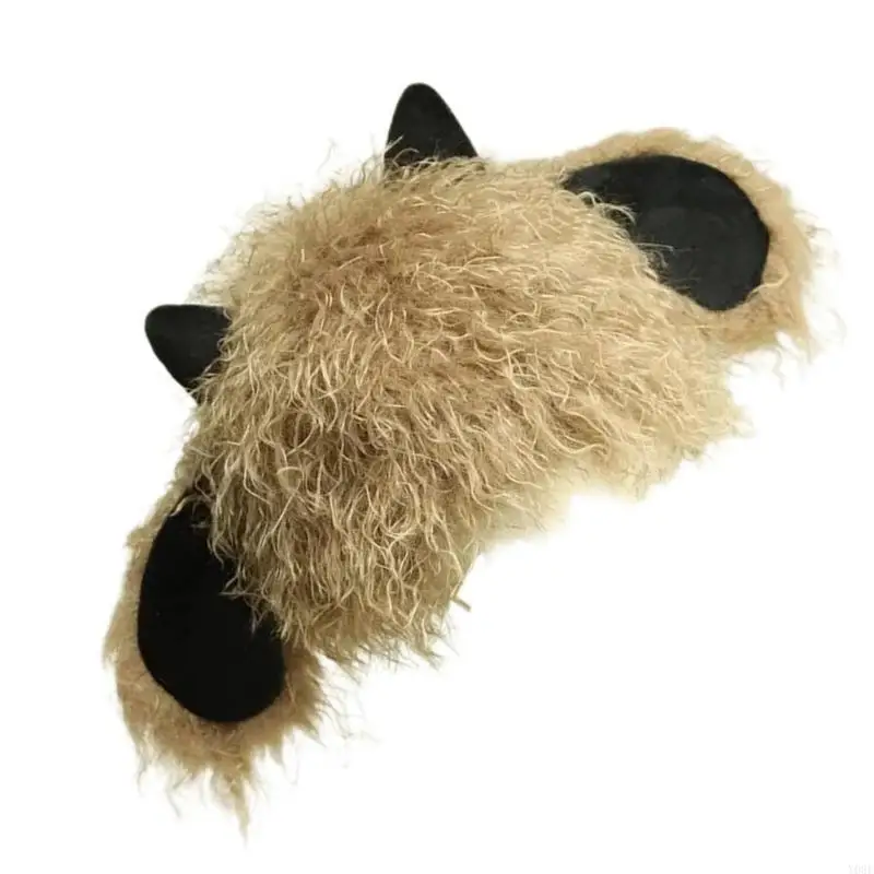 Women Head Wrap Thicken Furry Lamb Hat for Climbing Skiing Sports Headwear Y08E