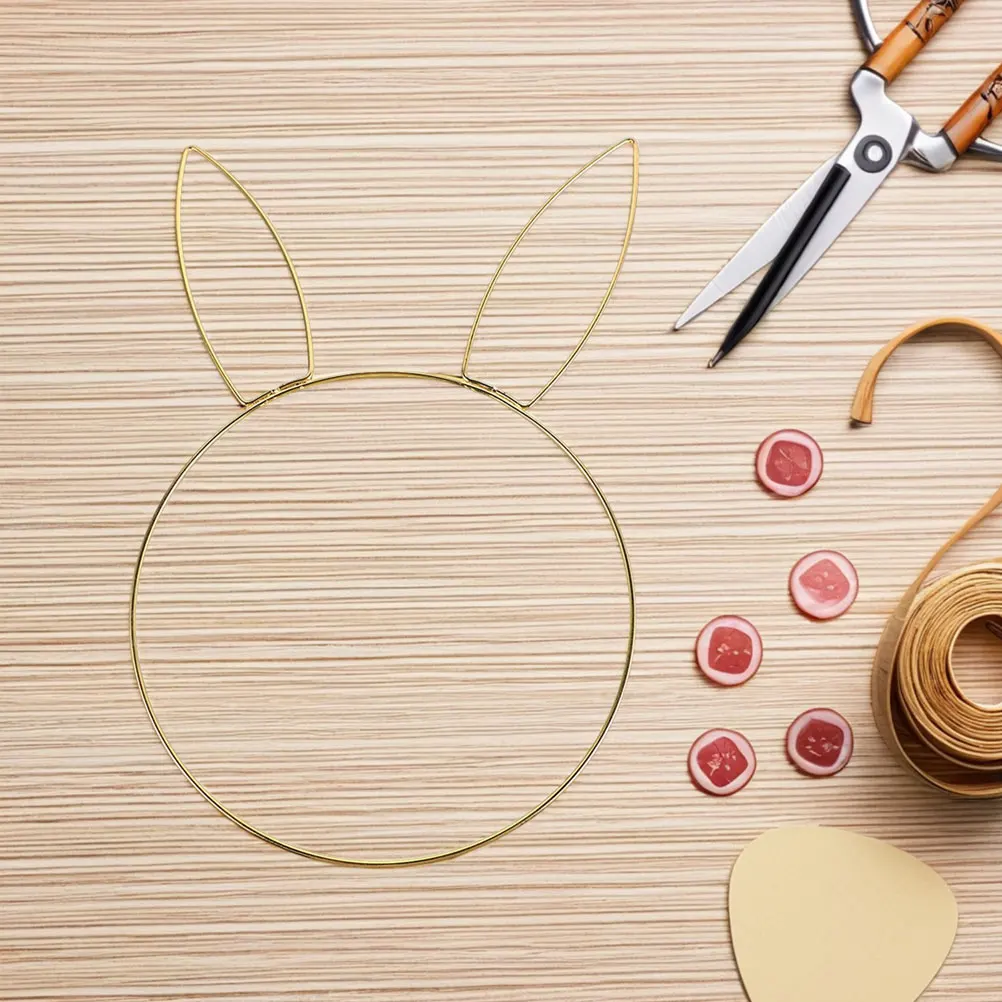 

2pcs Bunny Head Iron Circle Wreath Easter Bunny Head Metal Ring Rabbit Head Wreath Making Frames DIY Hanging Wreath Frame