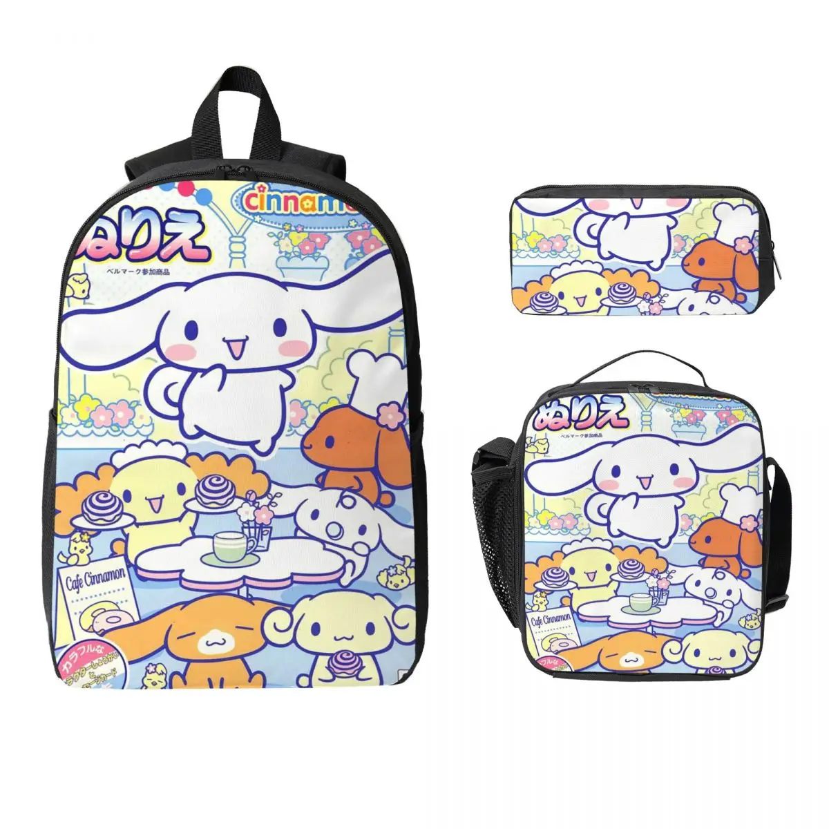 

Cinnamoroll Sanrio Backpack Student Boys Girls BookBag School Bag Laptop Shoulder Bags 3ps Insulated Lunch Bag Pencil Case