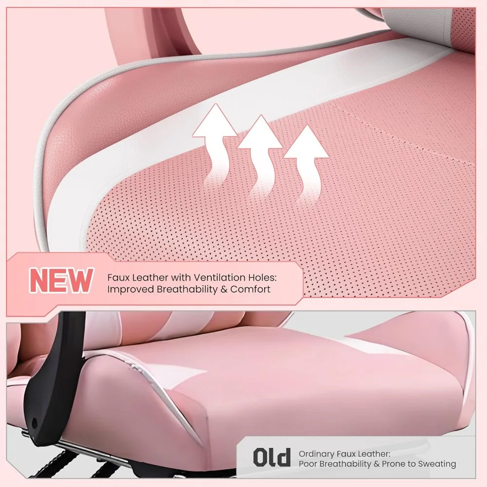 كرسي ألعاب فيديو مريح مع تدليك ودعم قطني ومسند قدم قابل للتعديل للارتفاع #5