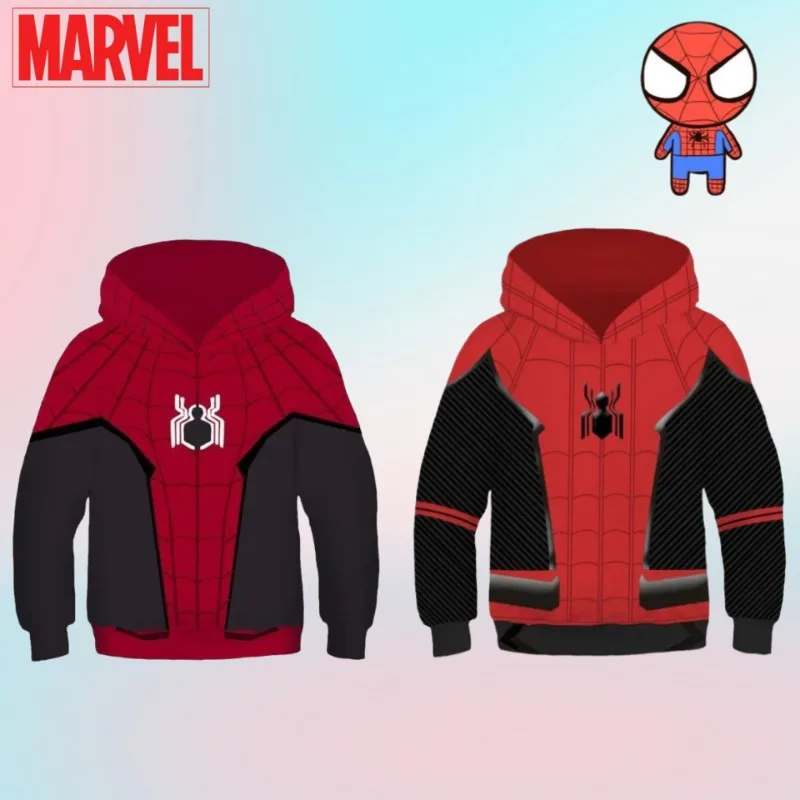 بلوفر بغطاء للرأس مريح فضفاض ومريح للرجال والنساء من Marvel Spiderman بطباعة رسوم متحركة كرتونية إبداعية