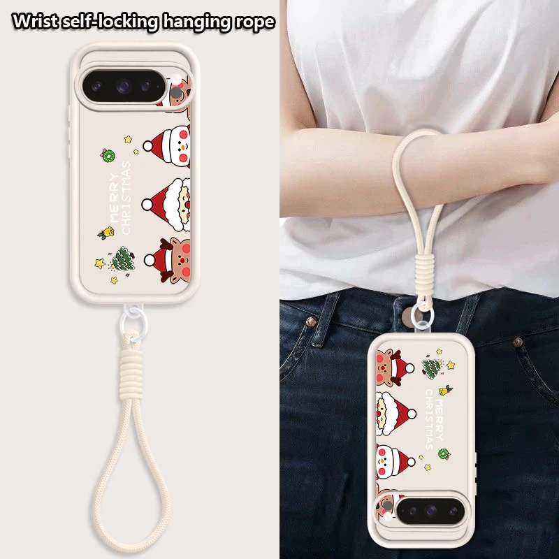 Мягкий силиконовый чехол для телефона с ремешком для Google Pixel 10 9 8 7 Pro 8A 7A Pixel 9 10 Pro XL, милый рождественский чехол со снеговиком на запястье