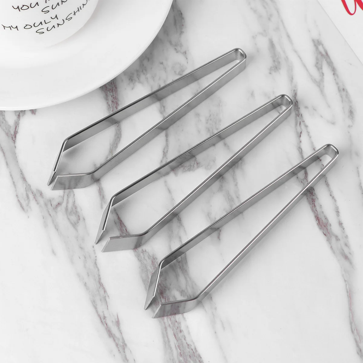 

3 pcs Fish Bone Tweezers Stainless Steel Beveled Tip Precision Food Tweezers For Hair Removing Pig Hair Removal Tool Kitchen