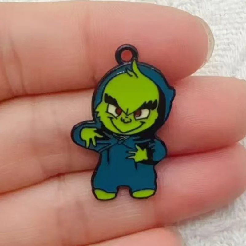 10pcs alloy drip oil cartoon Christmas pendant, DIY jewelry making earrings, keychains, accessories view 4