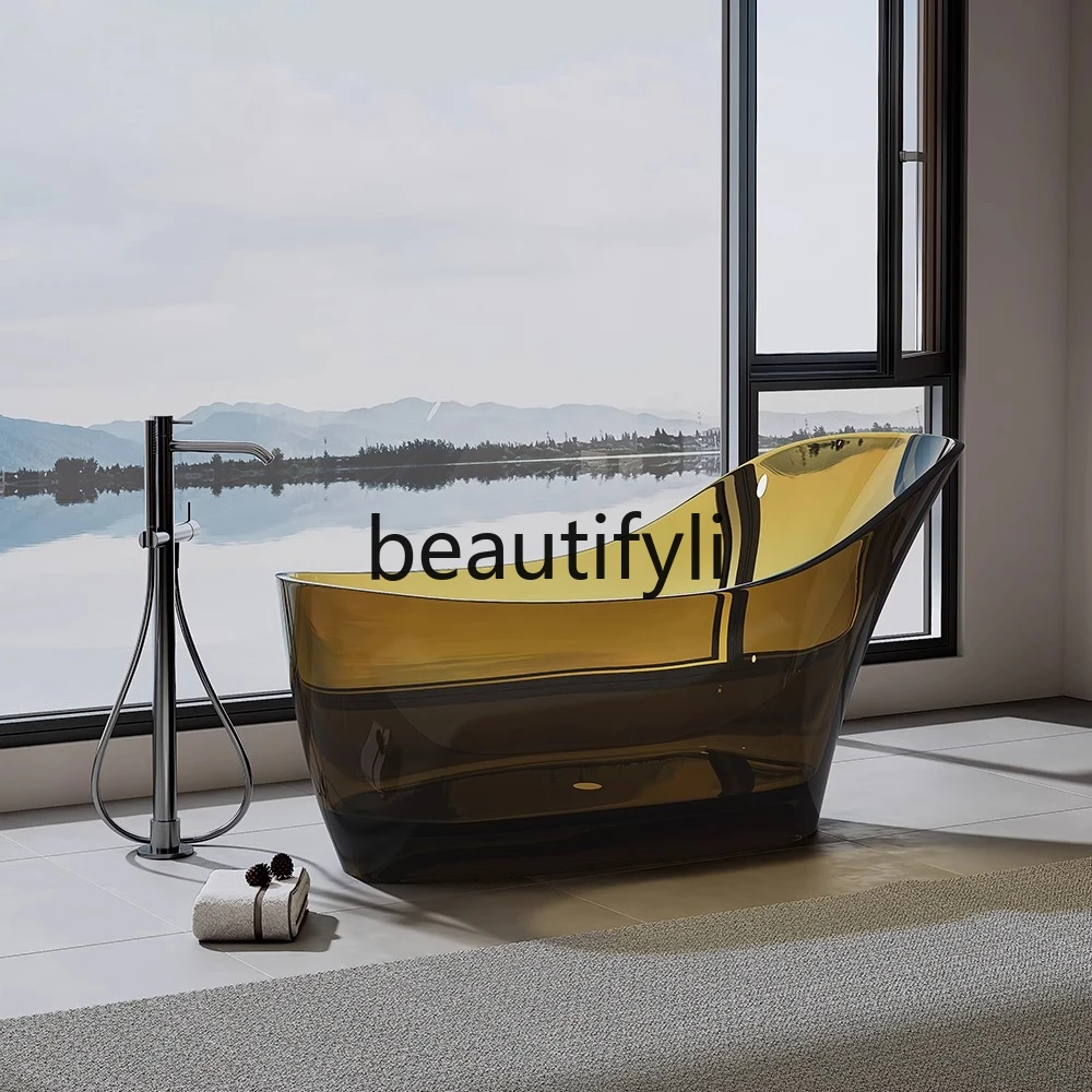 

FGVasca da bagno doppia per adulti da 1,7 metri, marrone trasparente, staccata, per hotel, villa, clubhouse