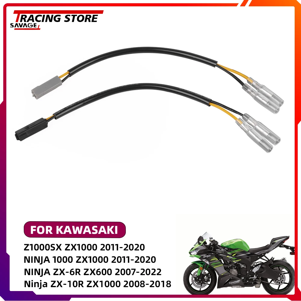 

2 Wire Cables Indicator Turn Signal Light Adapters Cable For Kawasaki Ninja ZX6R ZX10R ZX10RR ZX1000 ZX1002 KLR650 KLZ1000 Z800