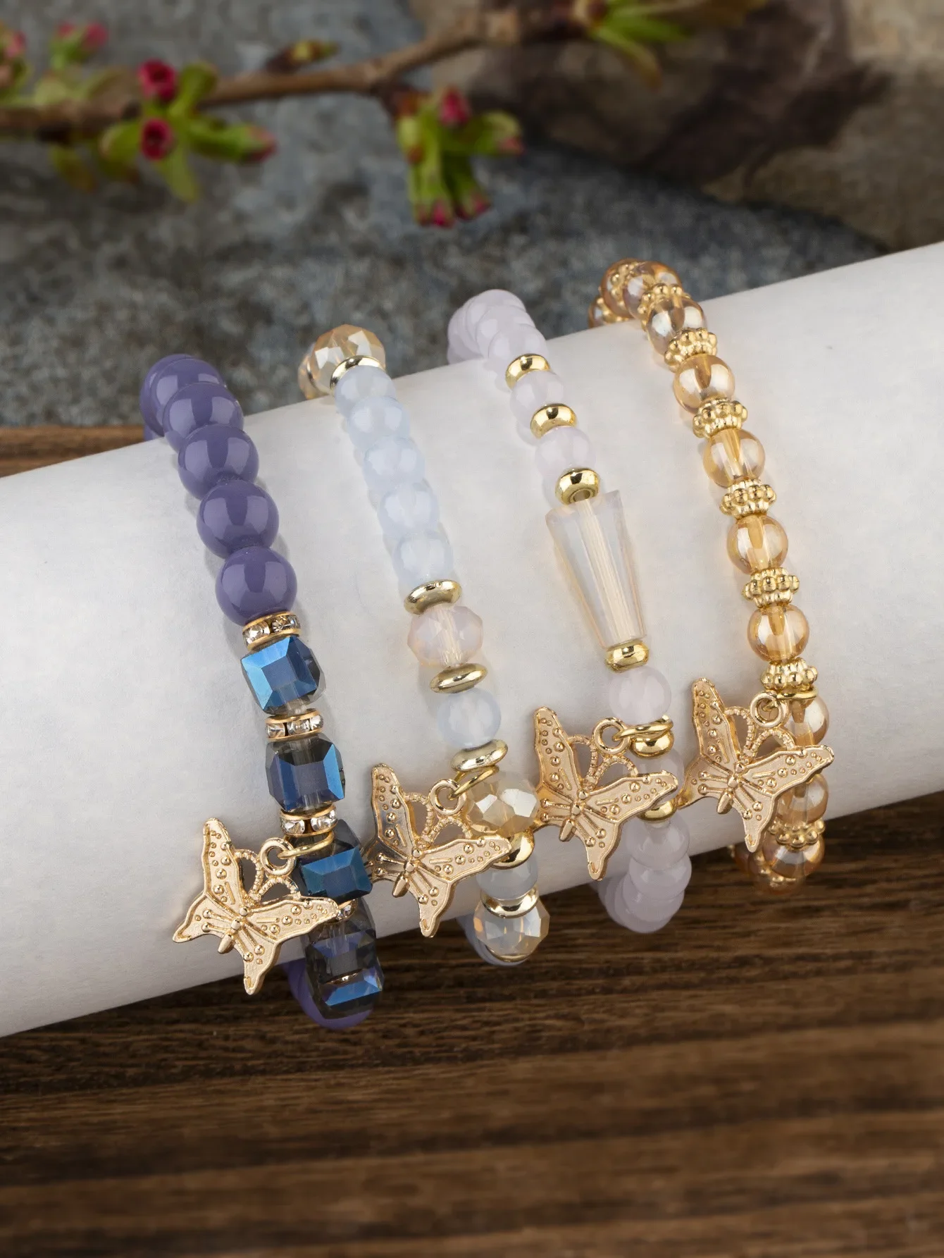 Set Di Braccialetti Con Ciondoli A Forma Di Farfalla Bohémien Da 4