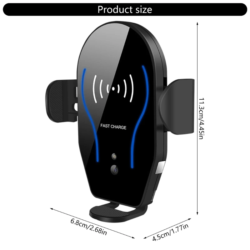 무선 자동차 충전기, 핸드폰 홀더 자동차 마운트 10W 빠른 충전 자동 클램핑 자동차 충전기 전화 홀더 마운트