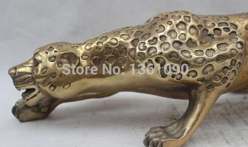 Chinese Folk Brass excellent Lucky Lifelike beautiful cheetah Leopard Statue