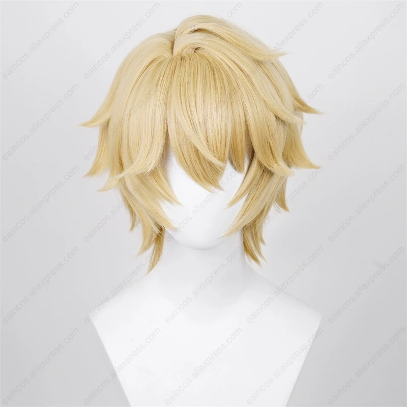 HSR Gepard Cosplay Wig 30cm Light Blonde Short Hair Scalp Wigs Heat Resistant Synthetic Wig