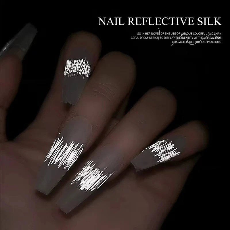 0.25/0.5mm Reflective Glitter French Nail Stickers Strip Line French Tips Transfer Nail Art Decoration Manicure Nail Accessories