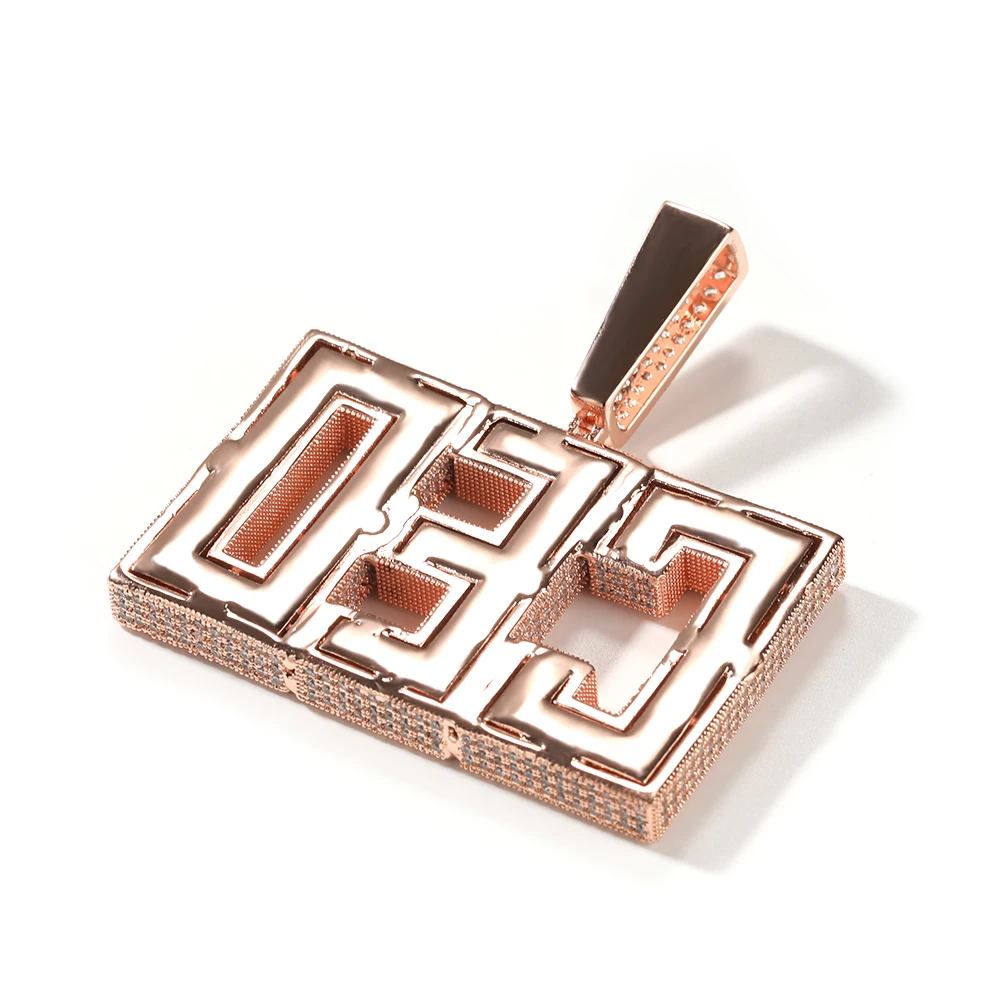 THE BLING KING Custom Big Size Initial Letters Pendant Micro Paved Out CZ Name Necklace Personalized Fashion Jewelry for Gift
