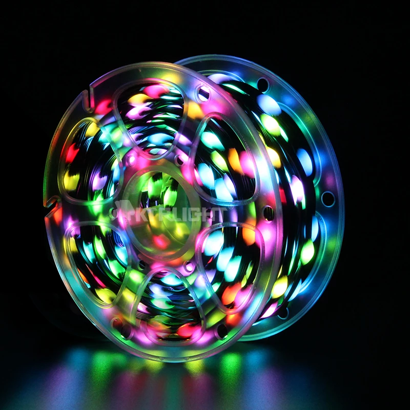 DC5V/12V 1000ct Pixels 1.5cm-10cm Pitch WS2811 LED Seed Pixel String Light RGB IC Addressable Full Color IP68 3Pin Black Wire