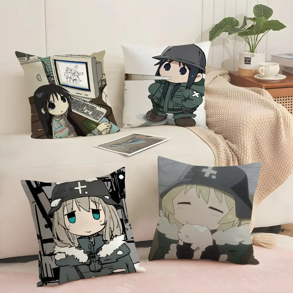 Girls L-Last Tour Cushion Cover Silky Short Plush Sofa Pillow Cover Hidden Zipper Soft Dustproof Case for Home Decor