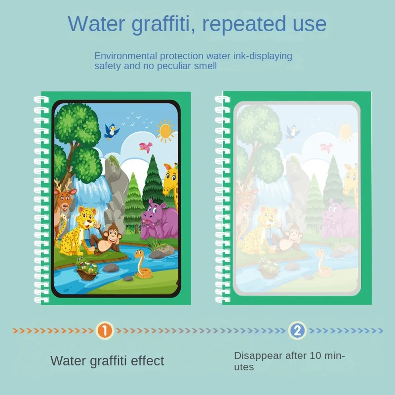Livro de desenho de água mágico das crianças montessori livro de colorir reutilizável, sensorial aprendizagem educacional precoce pintura brinquedos para crianças