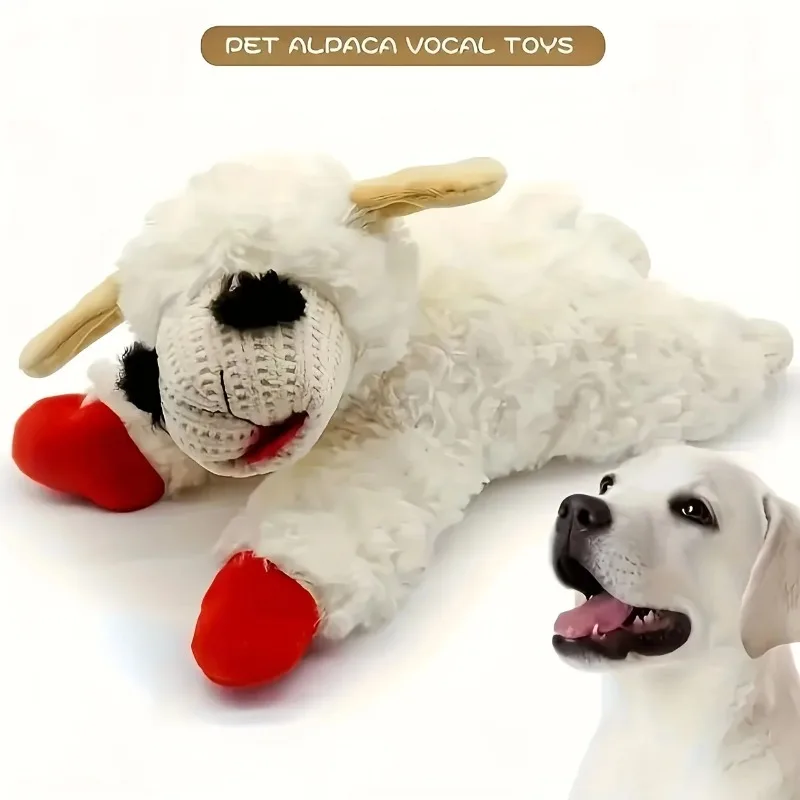 

NEW adorable lamb shape plush toy-high pitched squeaker, cat dog companion plush doll pet toy, sounding band rattling lamb doll