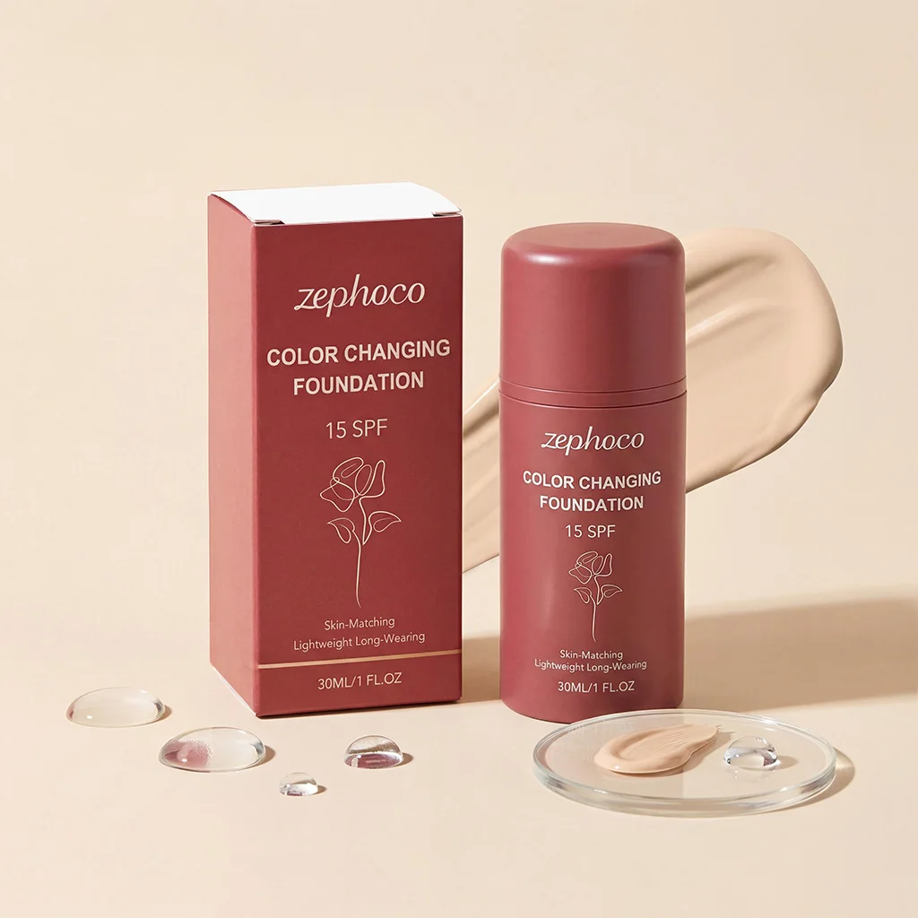 Temperature Protection Foundation Liquid Fast Film Formation Face Pore Refining Full Coverage Moisturize Smooth Long Last Makeup