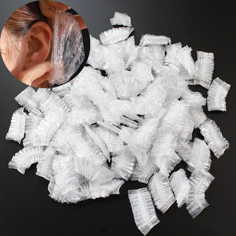 100PCS/50pair Disposable Waterproof Ear Cover Hairdressing Earmuffs Elastic Ear Sleeve Bath Shower Dying Hair Ear Protector