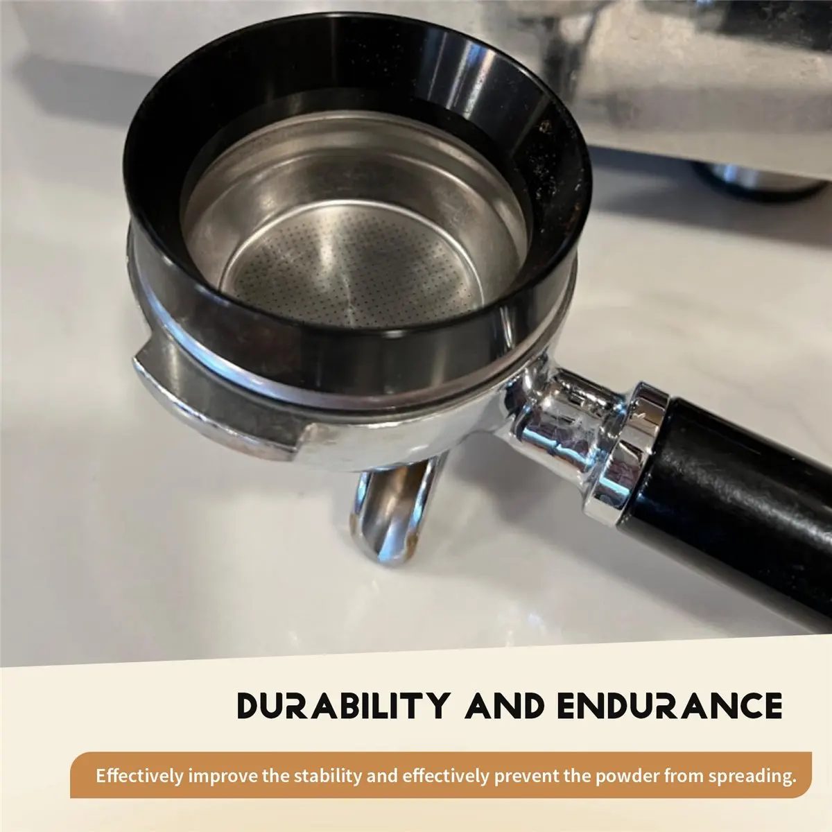 

AA25 51mm Espresso Dosing Funnel, Magnetic Ring Coffee Machine Accessories Brewing Coffee Tamper Powder Tool(Black)