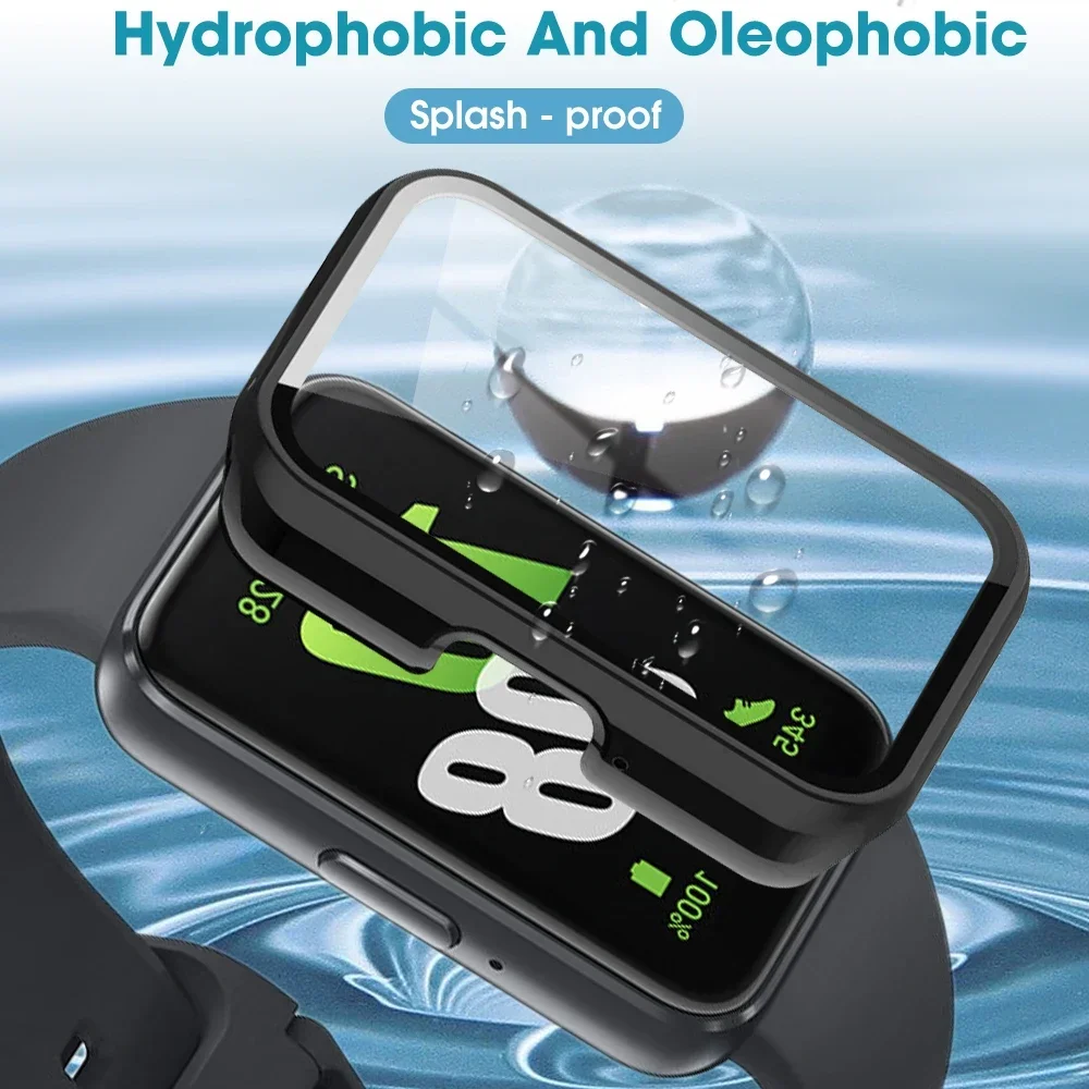 Case For Samsung Galaxy Fit 3 Smartwatch Full Coverage Tempered Glass Screen Protector Hard PC Bumper Shell For Samsung Fit3