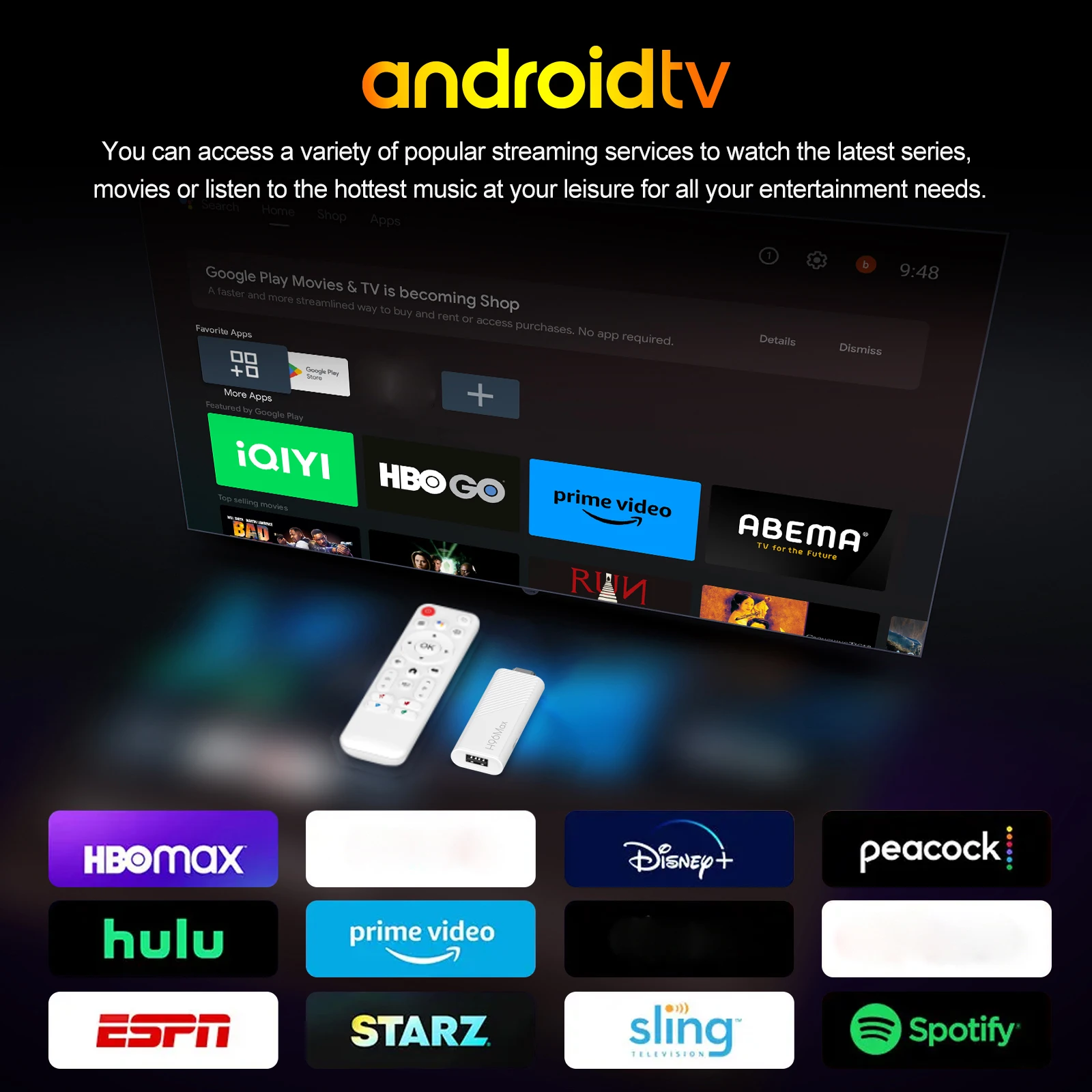 H96 MAX H313 ミニ TV スティック Android14 クアッドコア Wifi6 BT5.0 4K@60fps ATV ランチャー Google 音声アシスタント メディア プレーヤー AI TV スティック