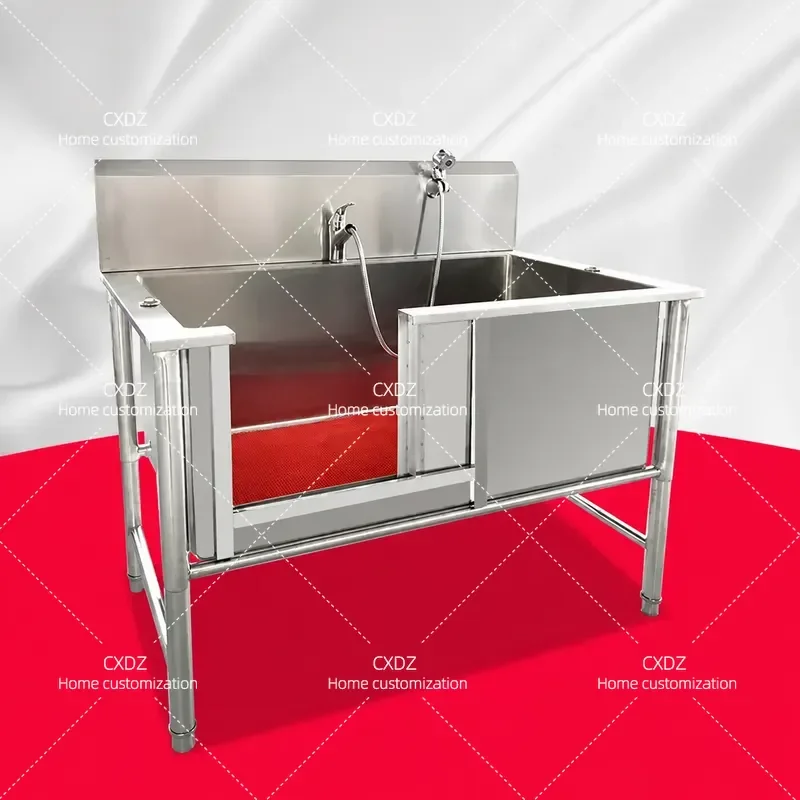 Stainless Steel Dog Wash Pool Thickened Non Slip Bath Tub for Pet Stores Deepened Cat and Dog Washing Basin Customizable