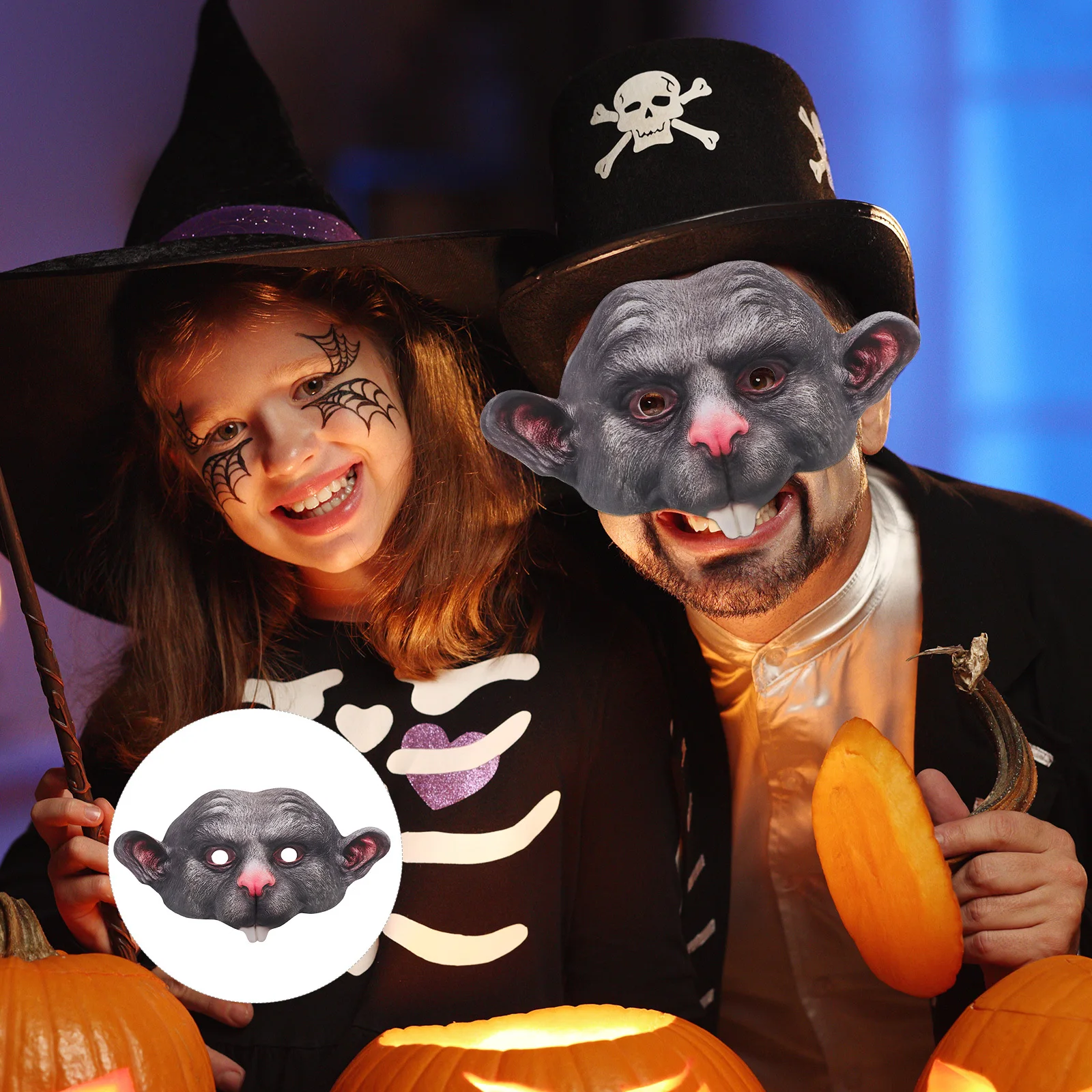 

Gray Animal Costume Mask: Lifelike Mouse Headgear for Halloween Carnival Cosplay Party Accessory Adult and Kids Half Face Dress