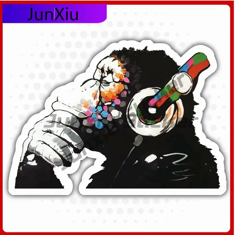 

Banksy Monkey Headphones Funny Truck Waterproof Accessory Graffiti Wall art Vinyl Sticker Laptop Fridge Decal Cute Cute