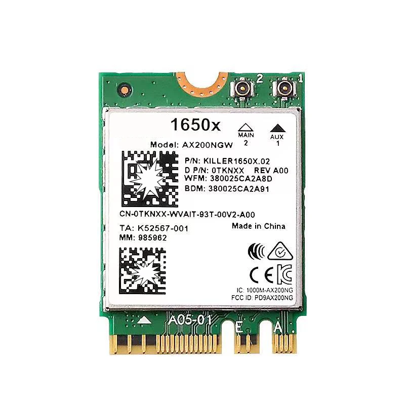 

Для 1650X Wi-Fi карты AX200 AX200NGW 3000 Мбит/с 2,4G 5G WiFi 6 + BT 5,1 Гигабитная беспроводная сетевая карта Поддержка Win11 killer 1650X