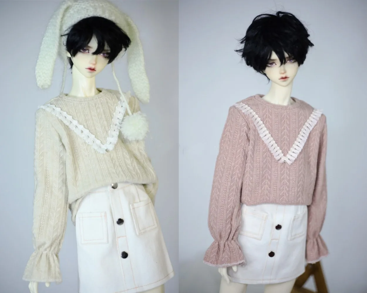 BJD Doll clothes Suitable for 1/4 1/3 Uncle size  Wheatear V Tassel cashmere knitted sweater 2 color  accessories