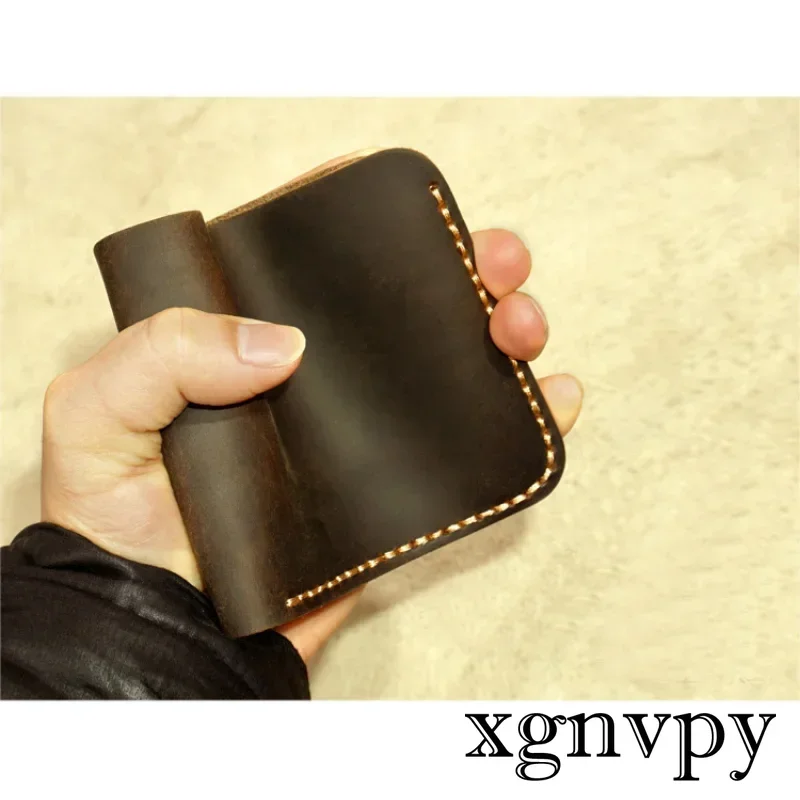 Xgnvpy-Portefeuille rétro en cuir véritable fait main pour homme, porte-monnaie durable