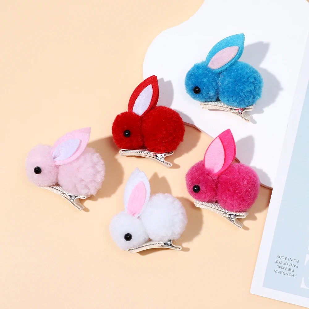 New Cute Bunny Hairpins Kids Plush Bunny Barrette Headwear Animal Children Hair Clips Sweet Girls Hairpins Hair Accessories