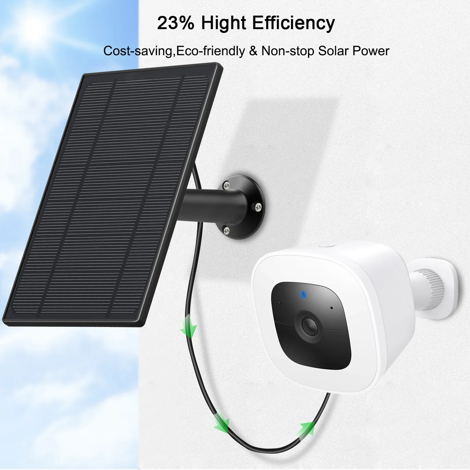 6W Solar Panel Charging power Cable mount for eufy Security SoloCam S40 L20 L40 S340  c210(black)