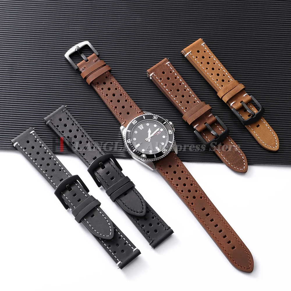 퀵 릴리즈 18/19/20/21/22/24mm 빈티지 소가죽 스트랩 삼성 갤럭시 워치 7/6/5/4 유니버설 팔찌 스포츠 밴드