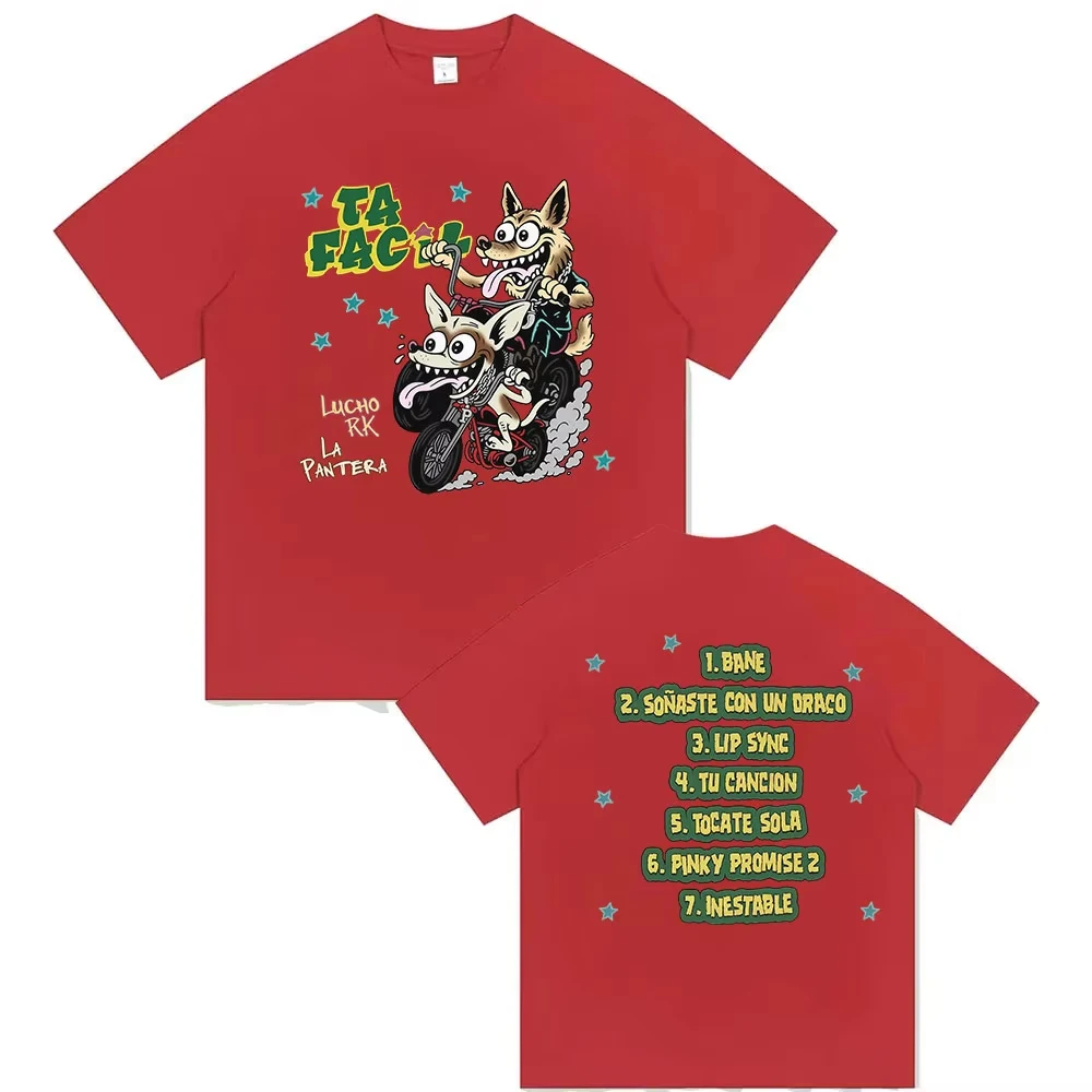 Rapper Ta Facil La Panter Lucho Rk Album 2026 Grafik-T-Shirts Herren Hip-Hop Gothic Retro Baumwolle Kurzarm-T-Shirt Streetwear – Detail 4