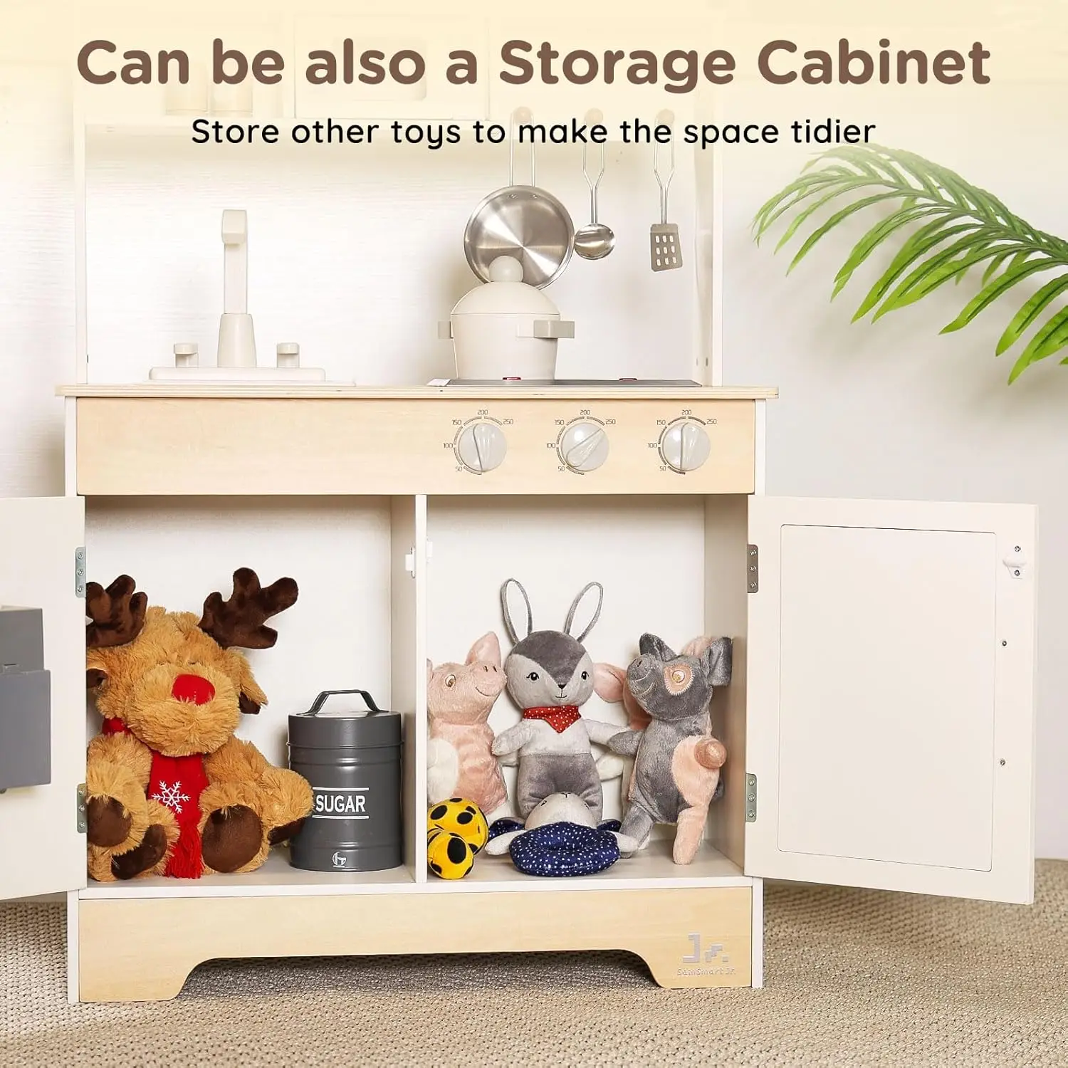 남아용 나무 놀이 주방, 프리미엄 유아 척 놀이 요리 세트, 스토브, 냉장고, 액세서리 포함