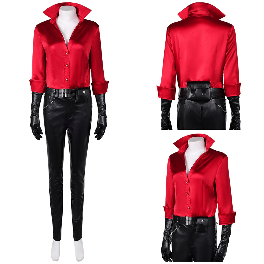 Fantasia Ada Wong Cosplay Costume Carnival Party Suit Game Shirt Pants Belt Gloves Wig Outfits Halloween Adult Women Disguise