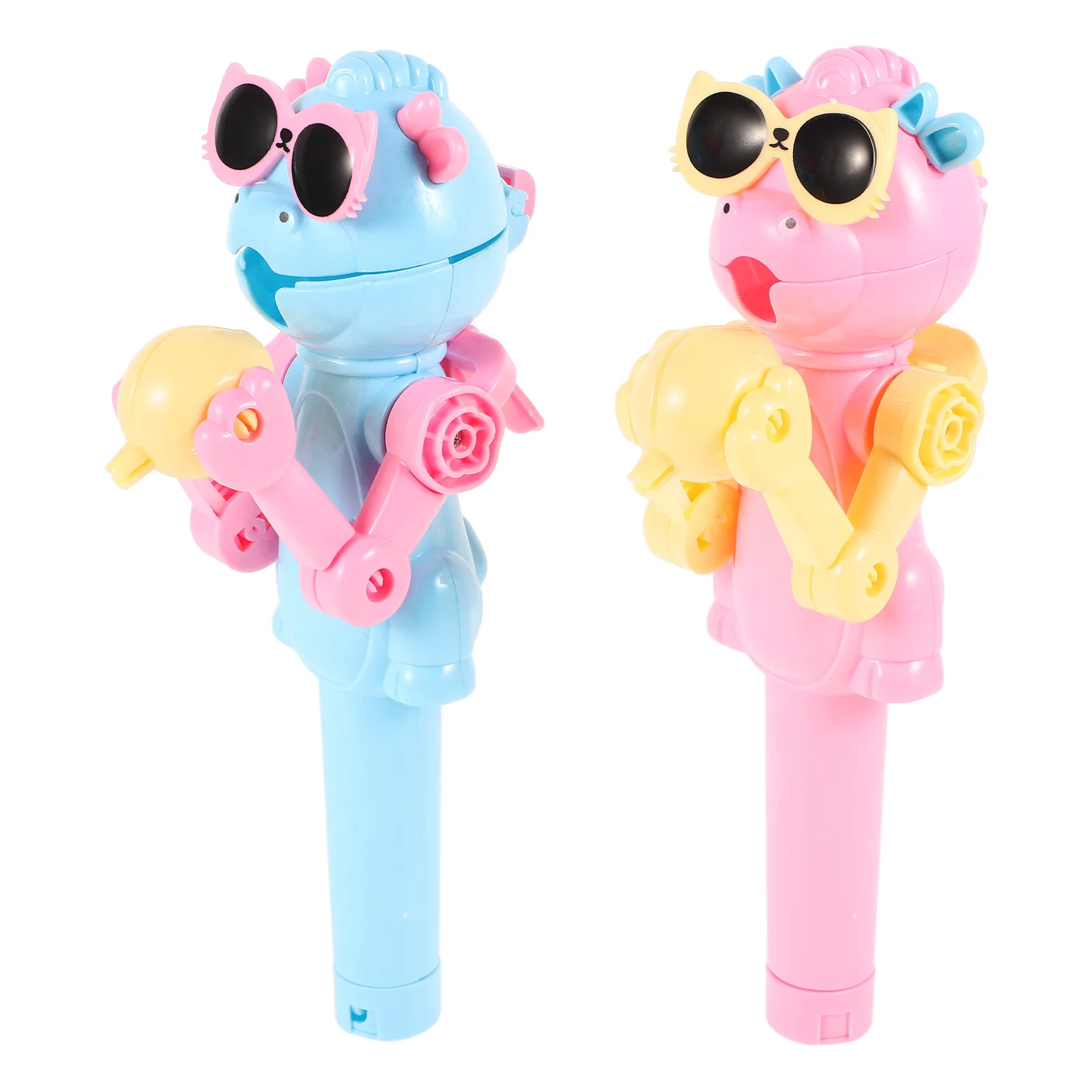 2 szt. Kreatywny uchwyt na lizaki w kształcie robota dinozaura, mały przenośny pojemnik na słodycze, oryginalny prezent na imprezę, żart, upominek na festiwal, gadżet.