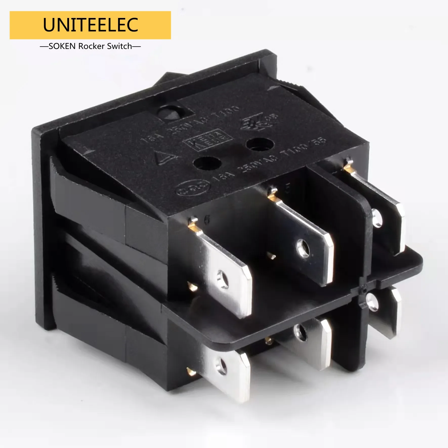 Uniteelec-interruptor basculante de barco, punto rojo, DPST, encendido/apagado, RK1-23(N), 6 pines, 16a/250V, UL, lista de TUV