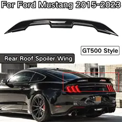 GT500 Style Rear Roof Trunk Spoiler Wing For Ford Mustang 2015-2023 Glossy Black Carbon Fiber Look Car Accessories Body Kit